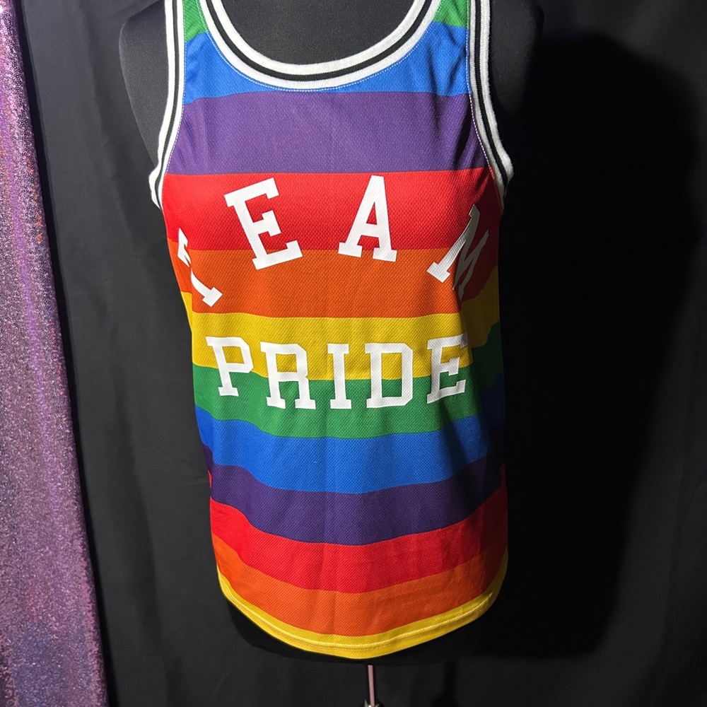 🌈MAD Engine Colorful Pride Jersey Tank 🌈 NWOT